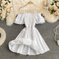 Cute A line off shoulder short dress fashion dress  594