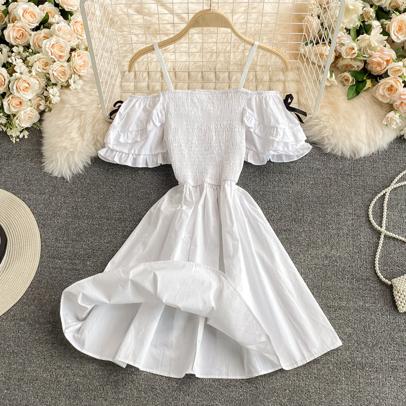 Cute A line off shoulder short dress fashion dress  594