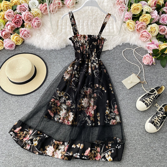 Cute floral A line short dress fashion dress  566