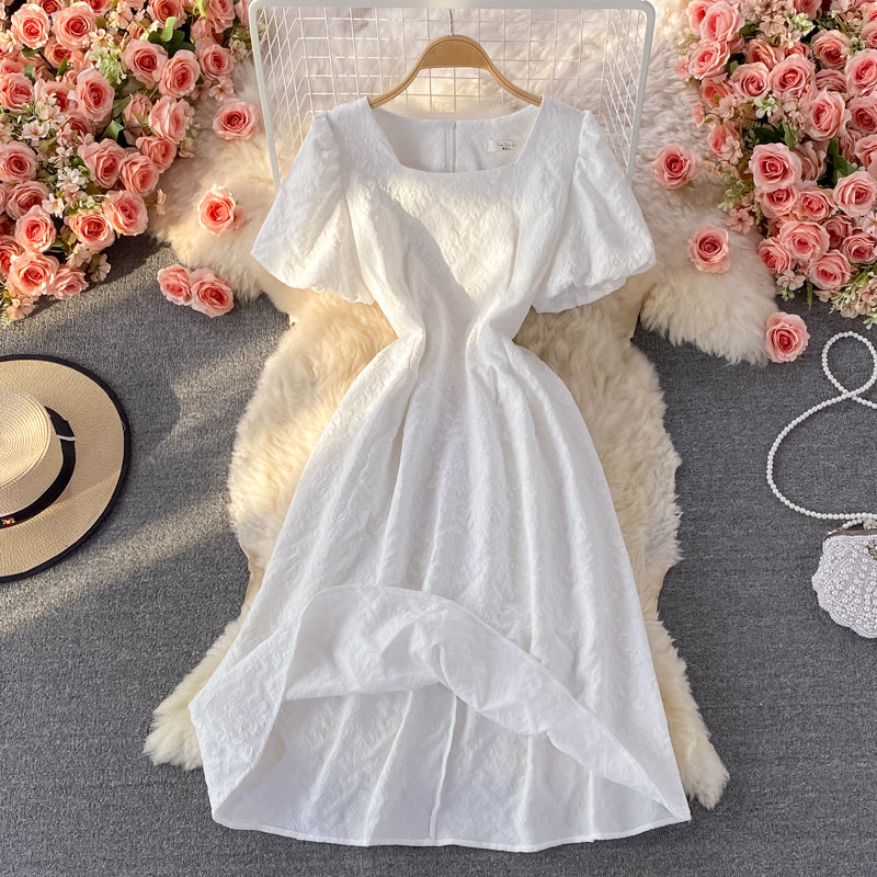 White A line short dress fashion dress  488