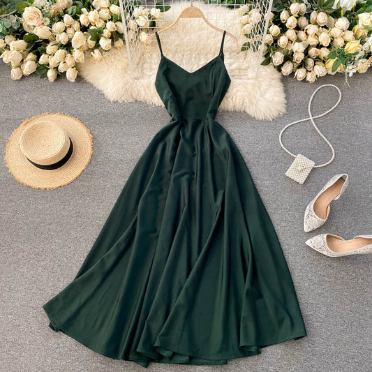 Süßes A-Linien-Kleid mit V-Ausschnitt, modisches Kleid 485