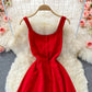 Red chiffon short A line dress fashion dress  452