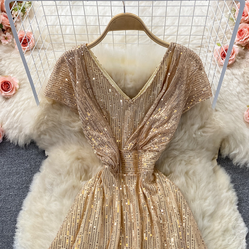 Cute sequins short A line dress fashion dress  467