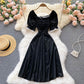 Schwarzes A-Linie kurzes Kleid schwarzes Modekleid 465