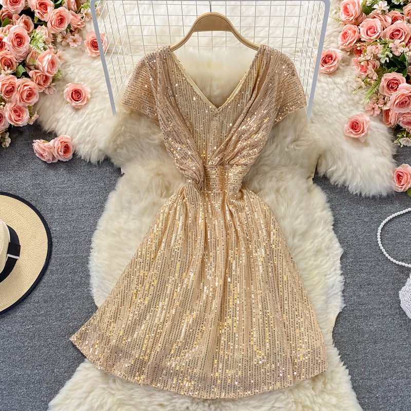 Cute sequins short A line dress fashion dress  467