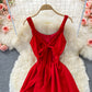 Red chiffon short A line dress fashion dress  452