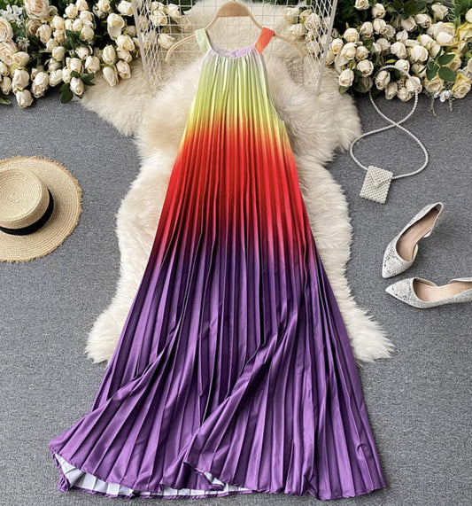 Cute gradient off-the-shoulder dress  681