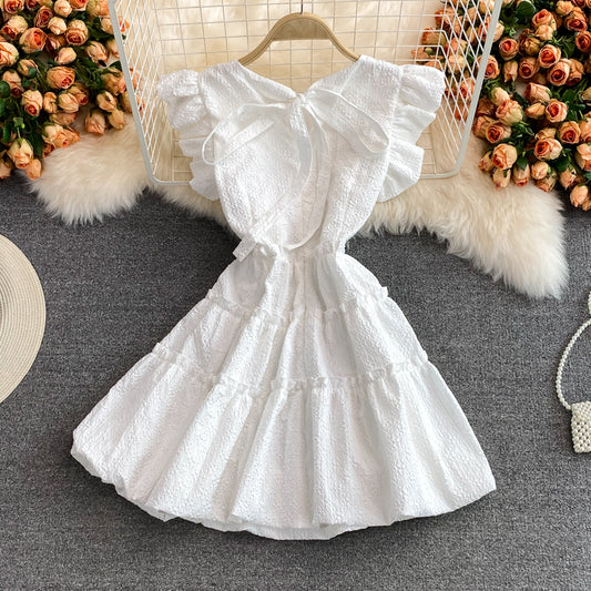 Süßes kurzes Partykleid mit Rundhalsausschnitt 525