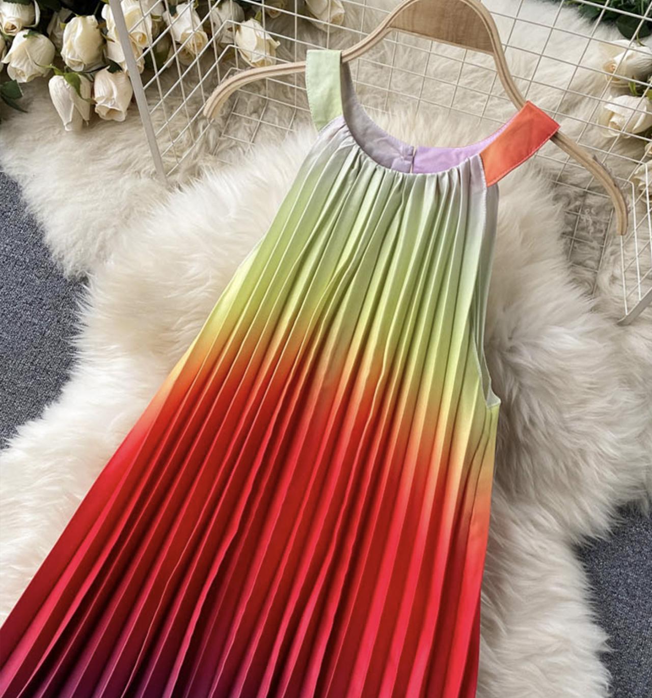 Cute gradient off-the-shoulder dress  681