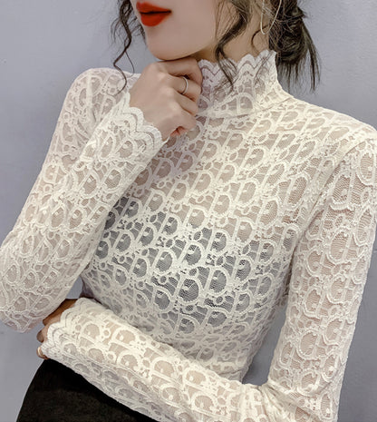 Stylish lace see through top  366