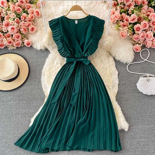 Cute v neck short A line dress fashion dress  393