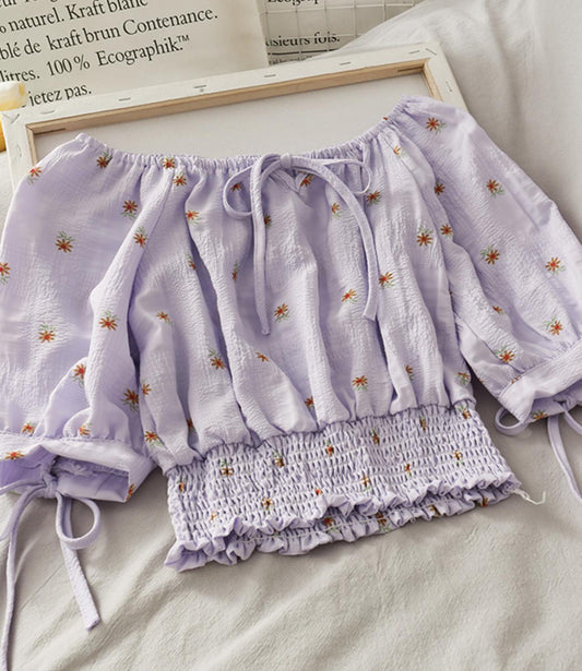 Niedliche Crop-Tops mit Blumenmuster 294