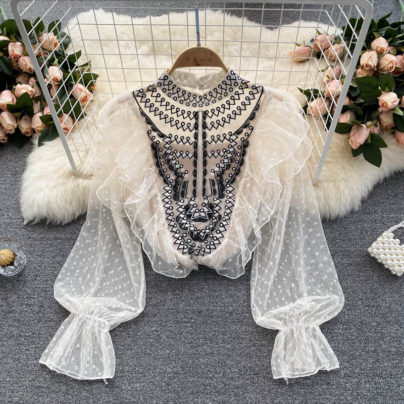 Cute embroidered long sleeve top  267