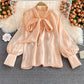 Lovely bow-knot long-sleeved top  271