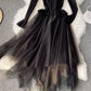 Lovely A line knitted tulle patchwork dress 194
