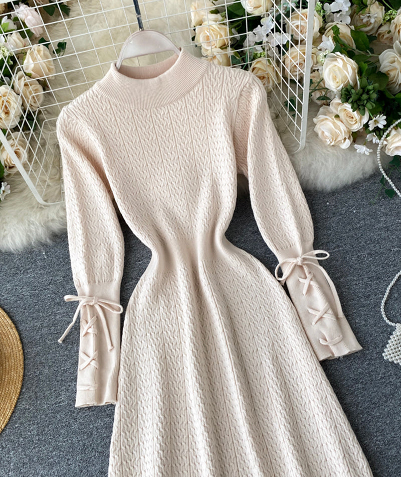 Knitted long sleeve dress sweater dress  193