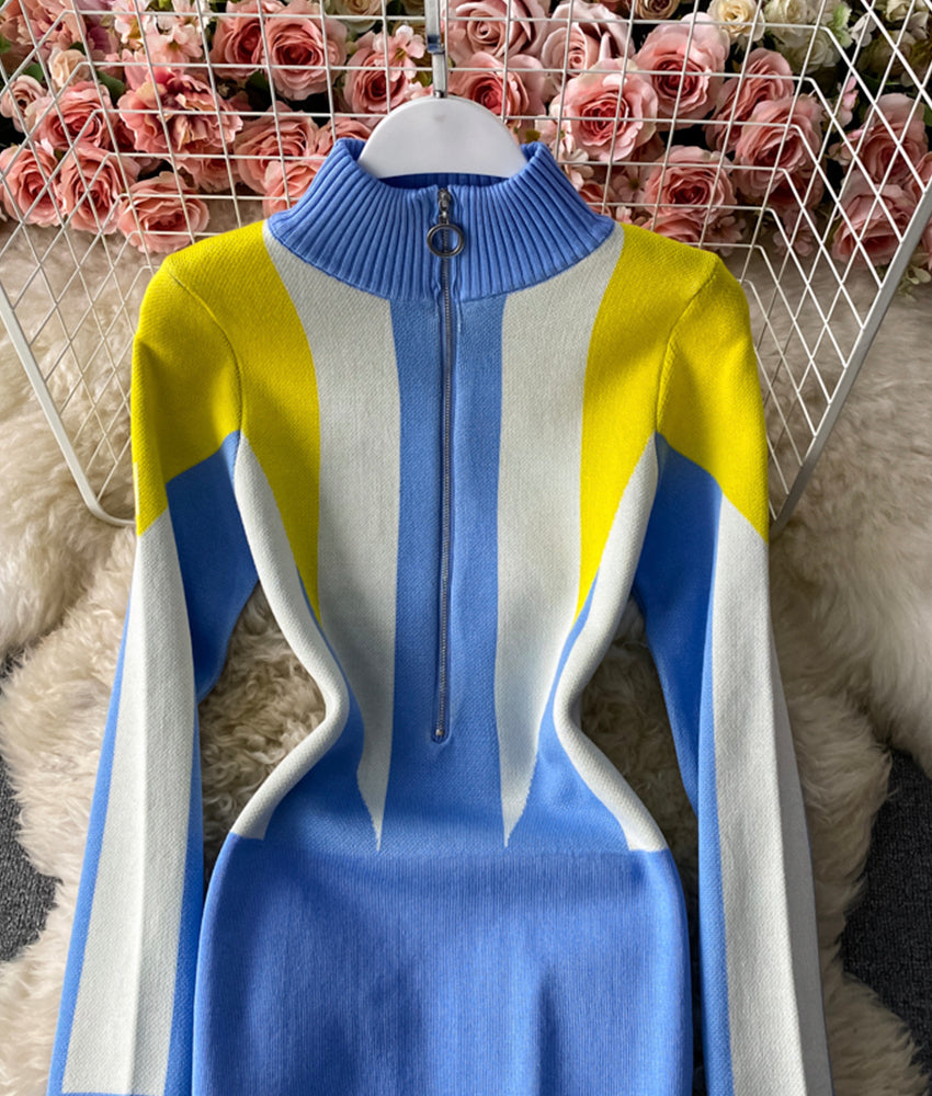 Stylish colorblock knitted dress  175