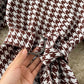 Knit dress retro houndstooth long sleeve dress  188