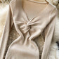 Knitted dress v neck long sleeve dress  181