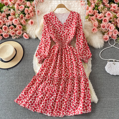 Cute floral long sleeve dress fashion dress  443