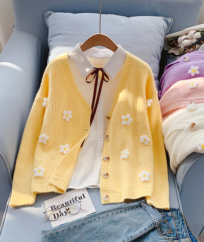 Süße Blumen Pullover Langarm Pullover Pullover Mantel Frühlings- und Herbstkleidung 135