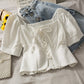 Cute lace up short sleeve top crop tops  296