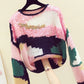Cute colorful long sleeve sweater round neck sequins sweater  130