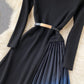 Black A line long sleeve dress knitted dress  162