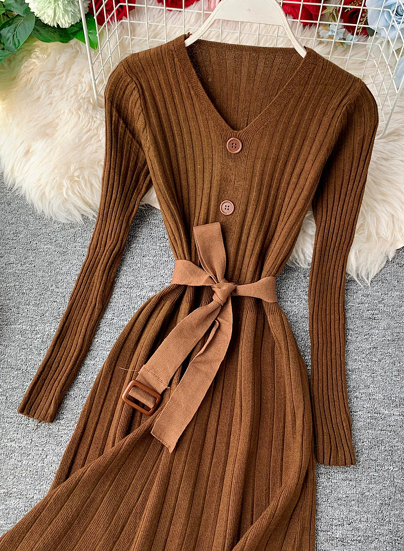 Sweater A line v neck long-sleeved sweater  215