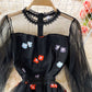 Black lace tulle long sleeve dress fashion dress  425