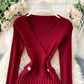 Stylish v neck sweater dress  172