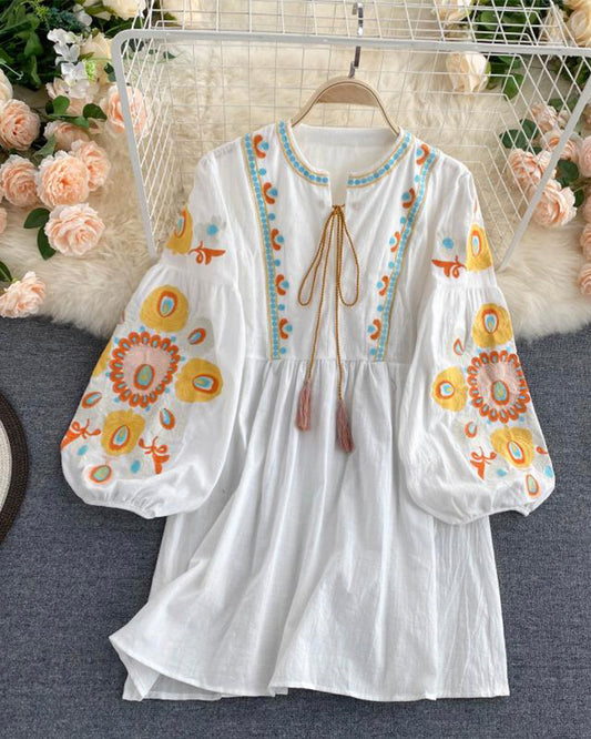Stylish embroidered puff sleeve top  383