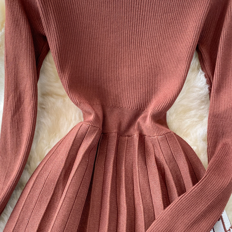 Cute long-sleeved knitted long-sleeved dress  168