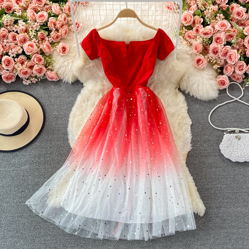 Süßes A-Linie Tüll kurzes Kleid Modekleid 450