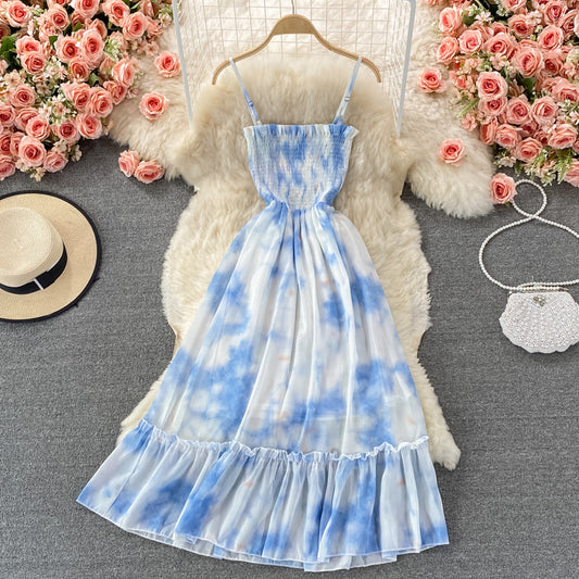 Blue A line dress fashion dress  394
