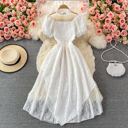 White A line irregular dress fashion dress  445