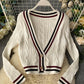 New style v neckline loose sweater long sleeve sweater sweater coat spring and autumn clothing  158