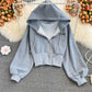 Cute long sleeve crop tops fasion hoodie  244