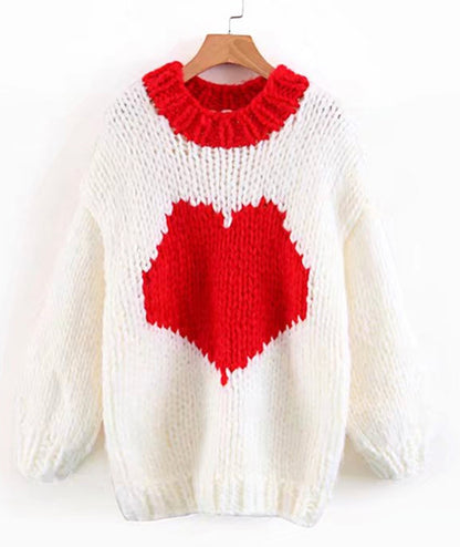 Cute heart hand knitted sweater  111