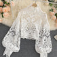 Stylish hollow lace top puff sleeve top  381