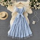Blue tulle short A line dress fashion dress  390