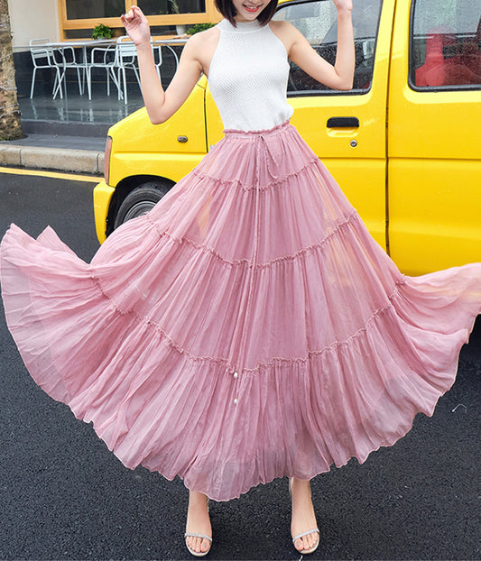 Jupe en mousseline de soie douce pour femme 3507