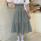 Green plaid skirt A line skirt  3494