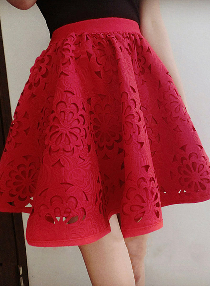 Cute A line skirt red/black skirt  3506