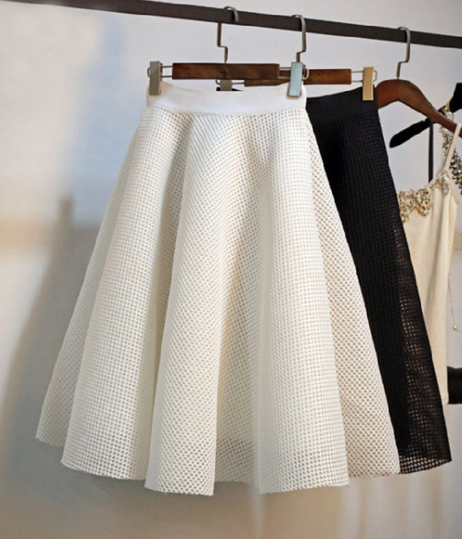 Jupe trapèze élégante blanche/noire 3505