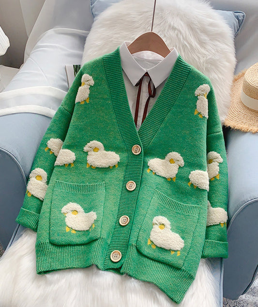 Cute sheep pattern sweater long sleeve sweater sweater coat spring and autumn clothing  156
