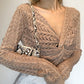 Fashionable v-neck cross cutout knitted top  112