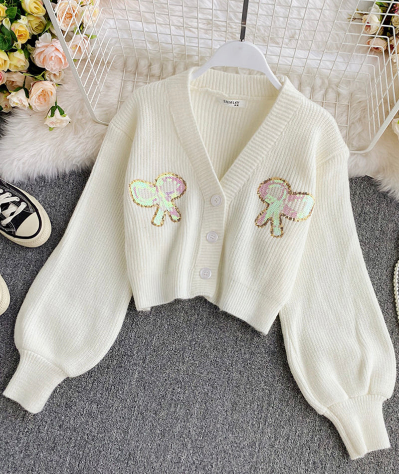 Cute loose sequin sweater short sweater  100