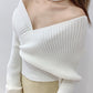 Sexy off-shoulder long-sleeved sweater white sweater  116