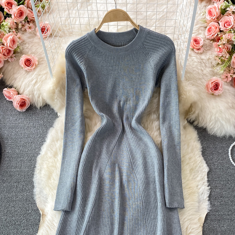 Simple long sleeve sweater dress  166